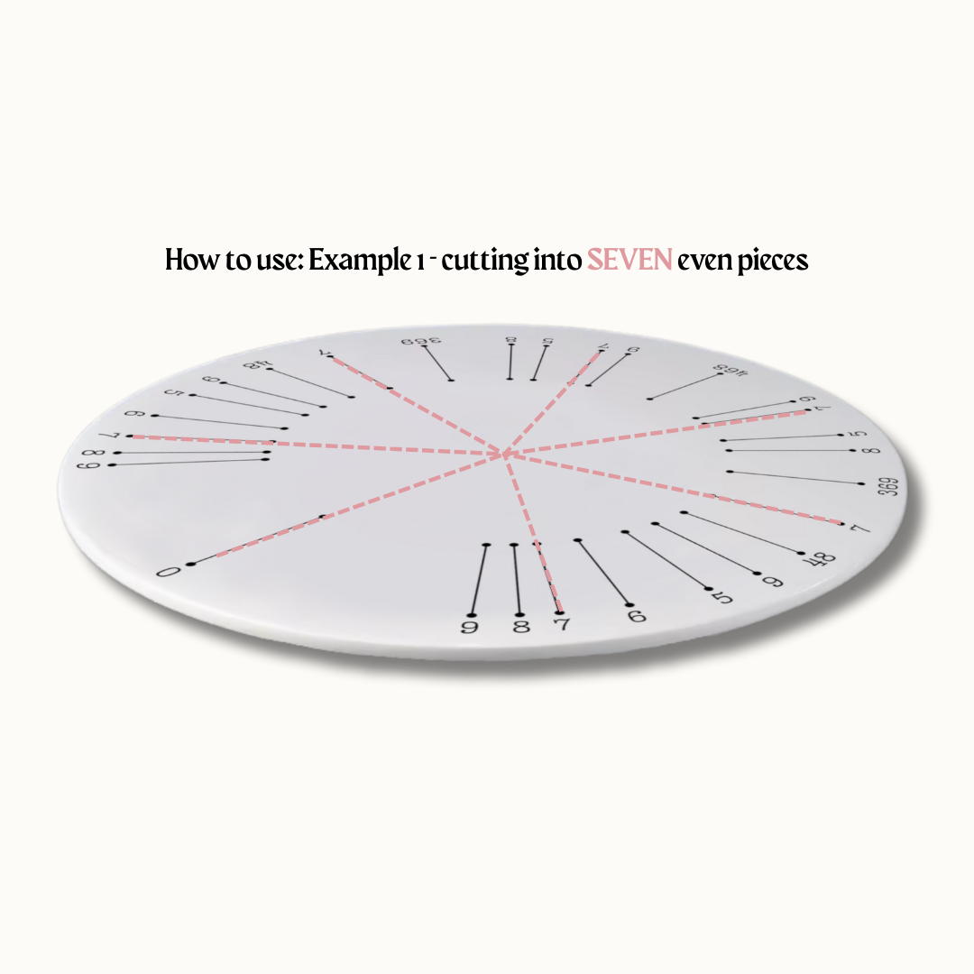 Using a round cake platter slicing guide to cut even cake portions
