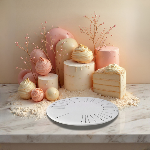 Plat Diviseur - White ceramic round cake platter with slicing guide — Modern design